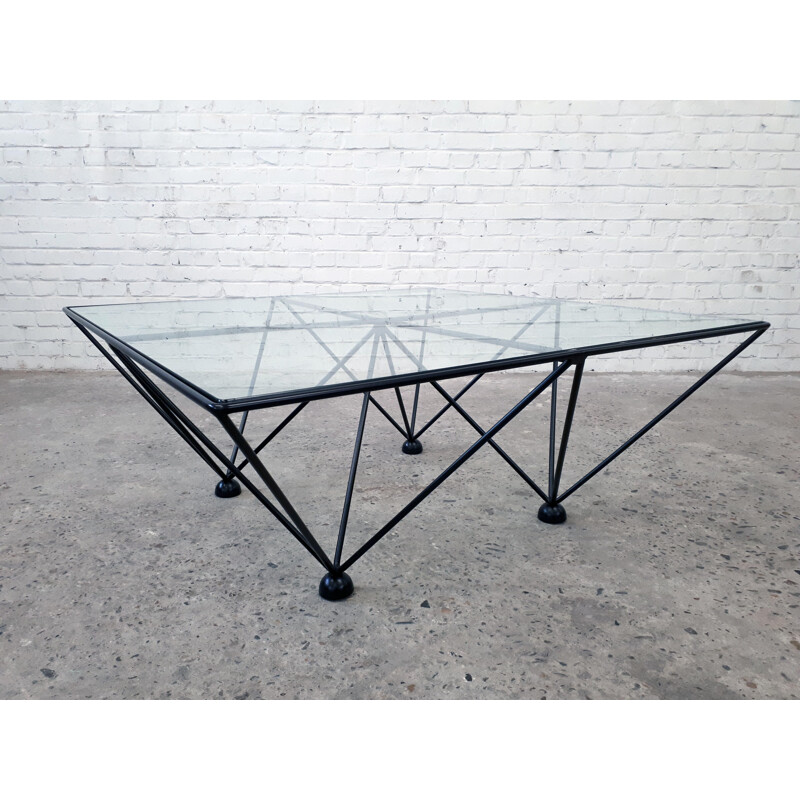 Vintage coffee table steel and glass