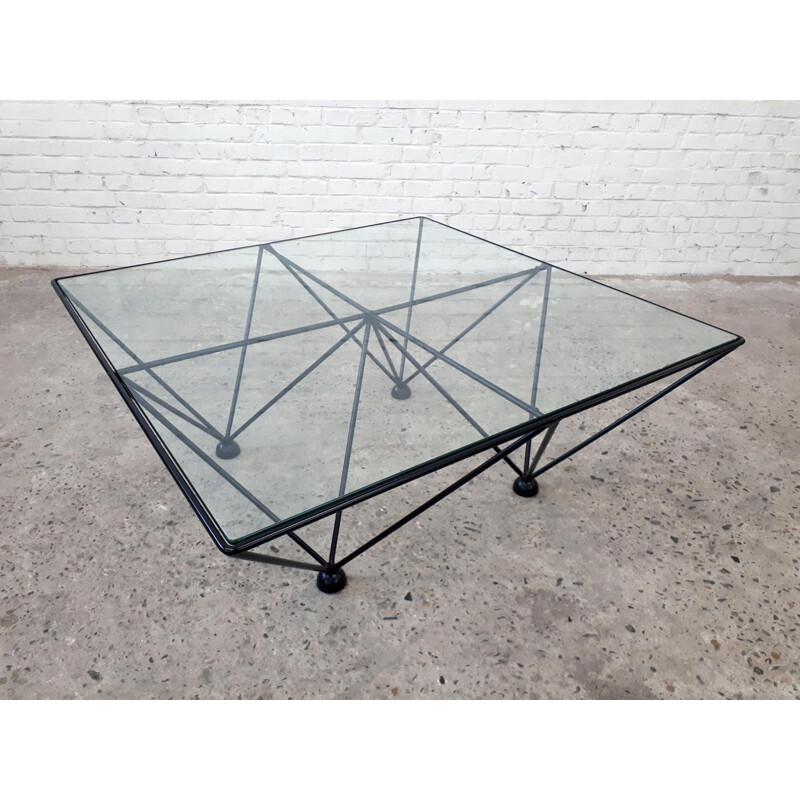 Vintage coffee table steel and glass