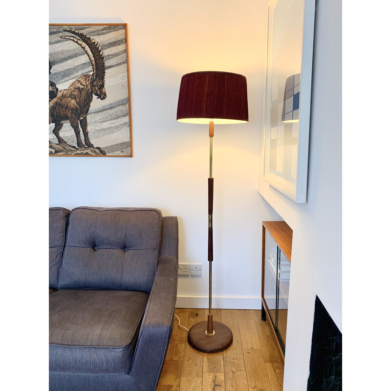 Vintage Teak and Brass Floor Lamp 2020