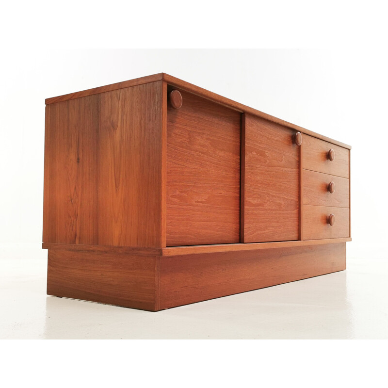 Mid Century Teak Sideboard Media Cabinet, Danish 1970s