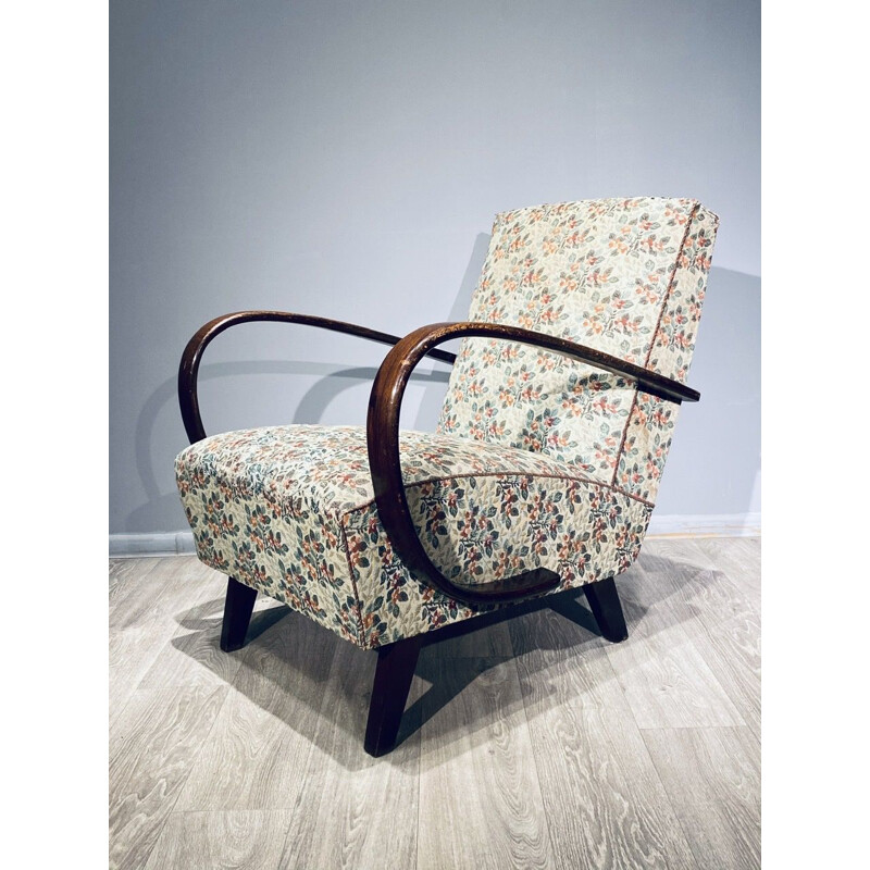 Paire de fauteuils vintage Halabala H 227 Art Déco