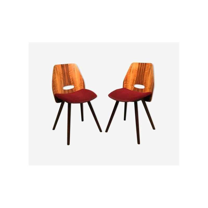 Pair Of vintage Chairs Designed By F. Jirak Tatra Nabytok