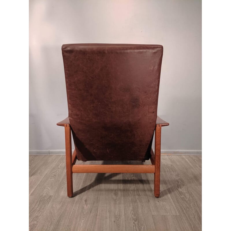 Vintage Leather And Teak Club Chair From Bröderna Andersson, 1960s