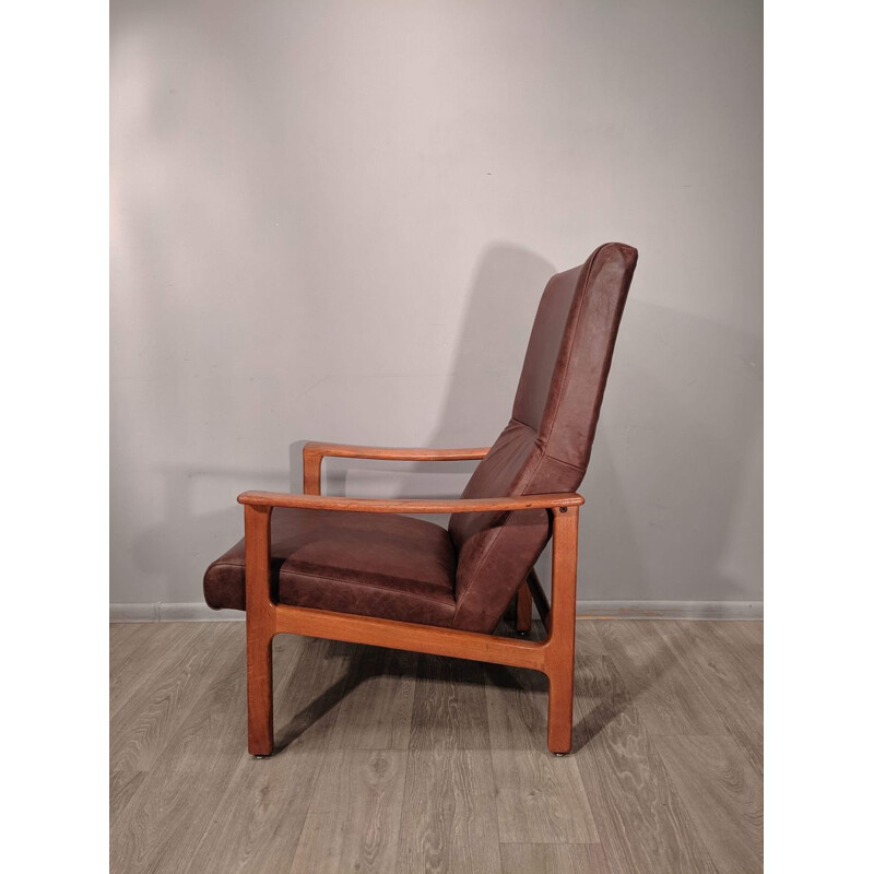 Vintage Leather And Teak Club Chair From Bröderna Andersson, 1960s