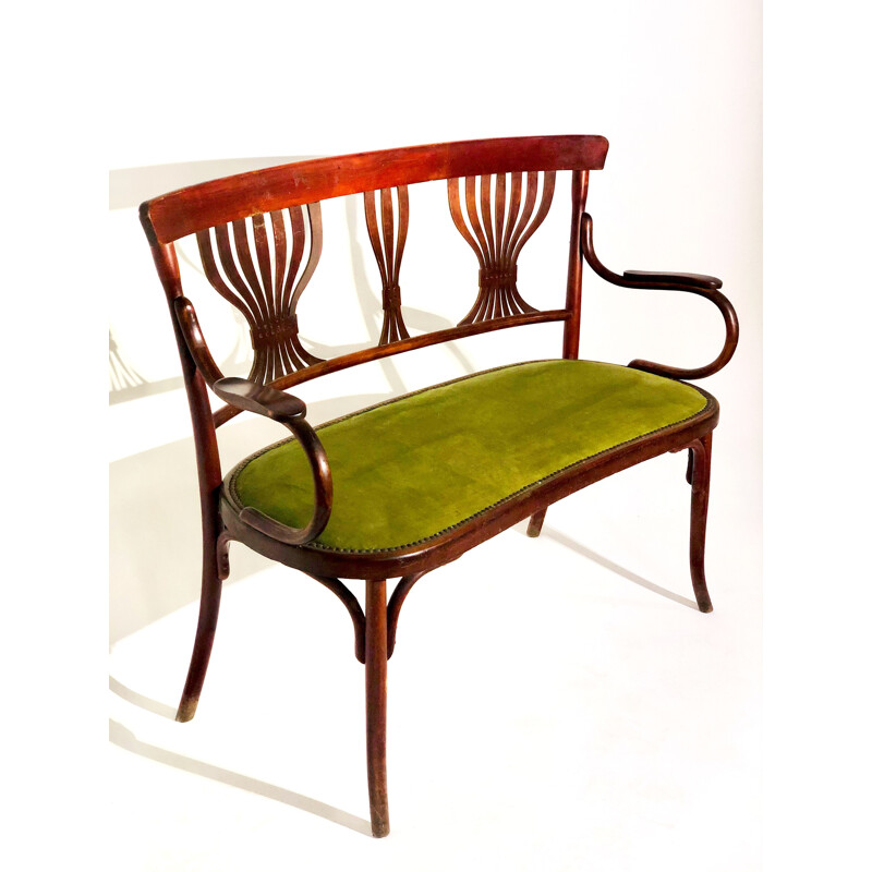 Vintage Fischel Thonet fabric bench 