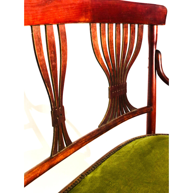 Vintage Fischel Thonet fabric bench 