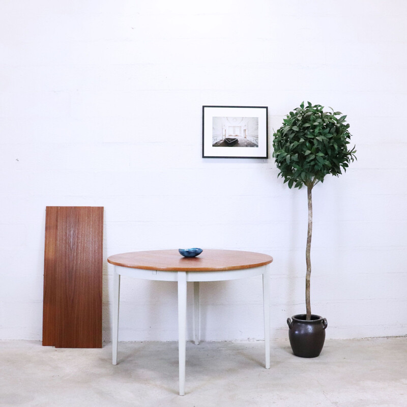 Vintage teak and beech dining table Sweden 1960