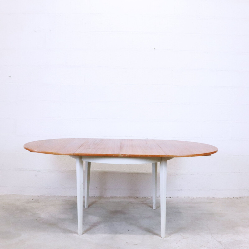 Table de salle à manger vintage en teck et en hêtre Suède 1960