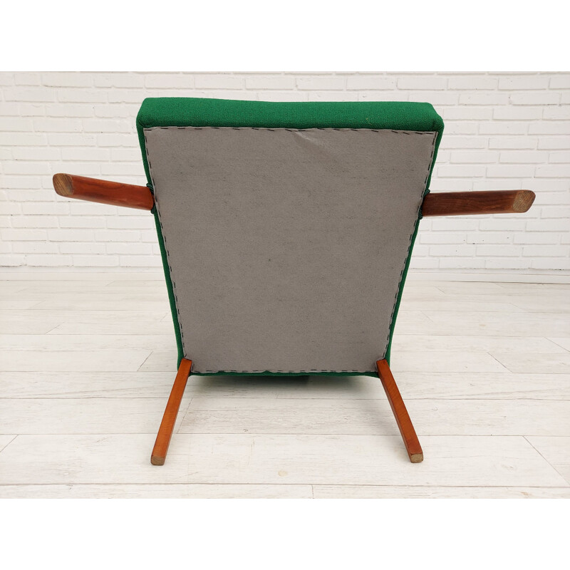 Vintage armchair Kvadrat wool, teak wood Danish 1960s