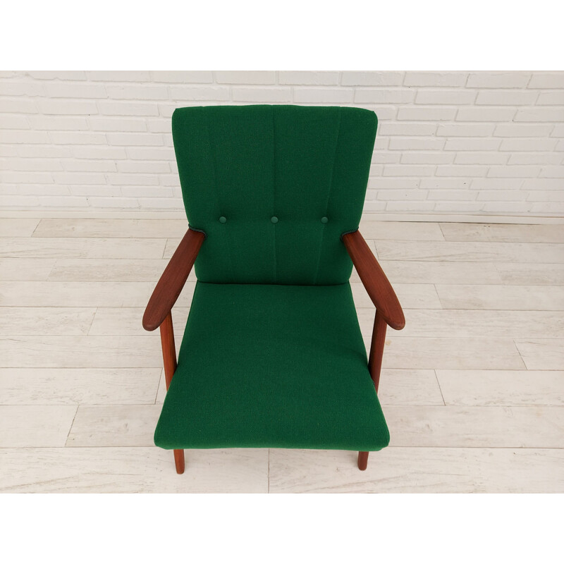 Vintage armchair Kvadrat wool, teak wood Danish 1960s