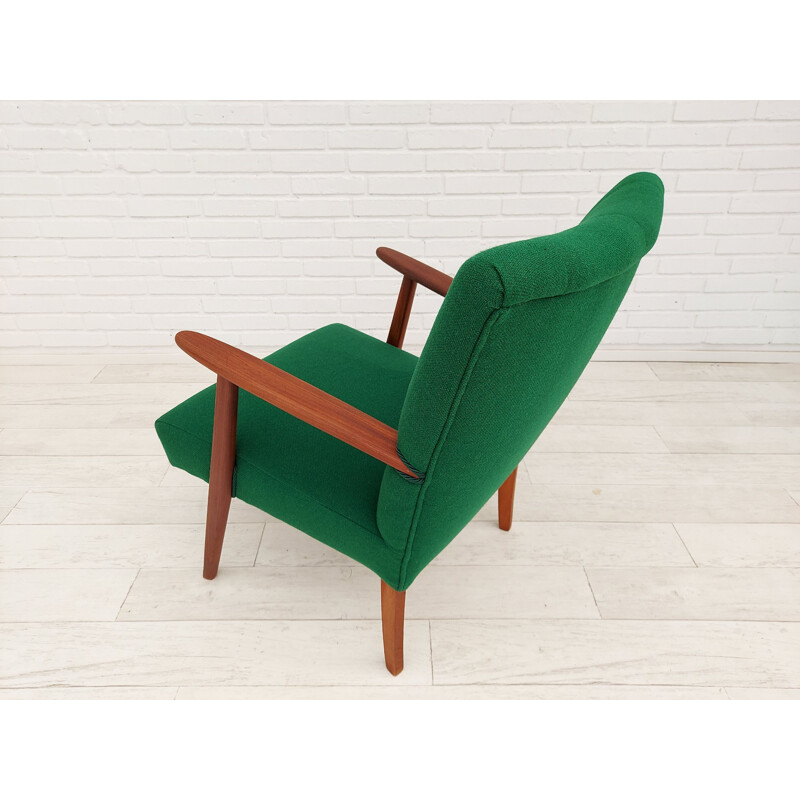 Vintage armchair Kvadrat wool, teak wood Danish 1960s