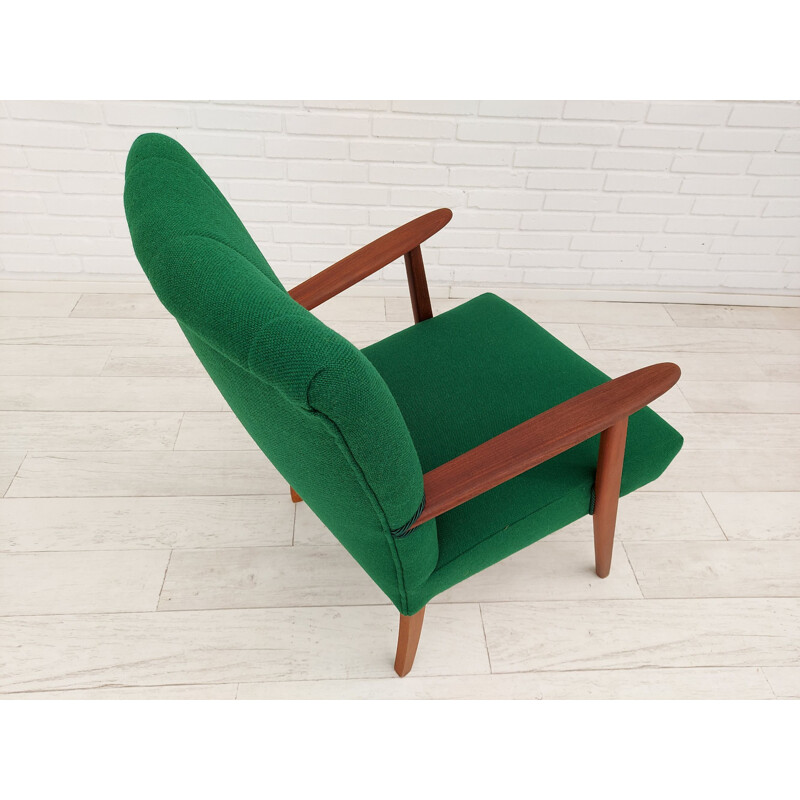 Vintage armchair Kvadrat wool, teak wood Danish 1960s