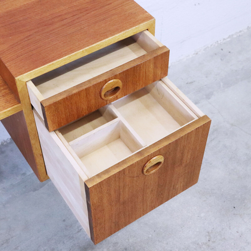 Vintage teak and oak Sweden console 1960