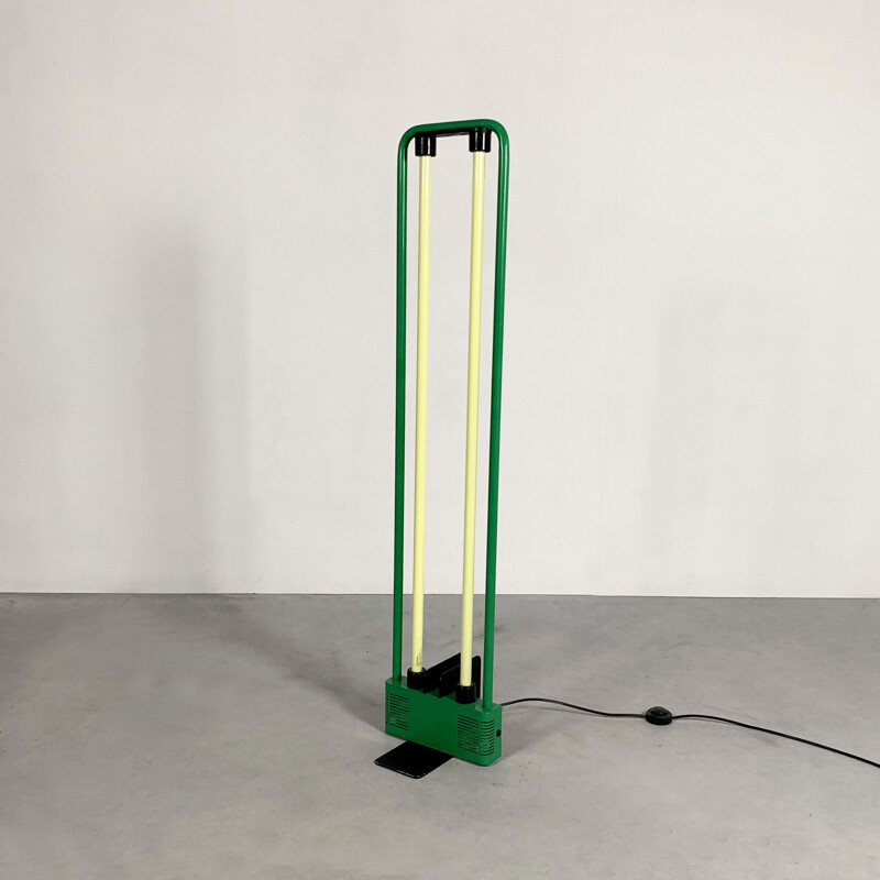 Vintage Floor Lamp Green Fluorescent by Gian N. Gigante for Zerbetto, 1980s