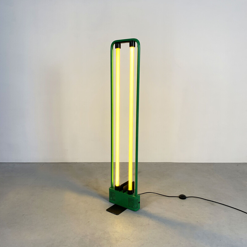 Vintage Floor Lamp Green Fluorescent by Gian N. Gigante for Zerbetto, 1980s