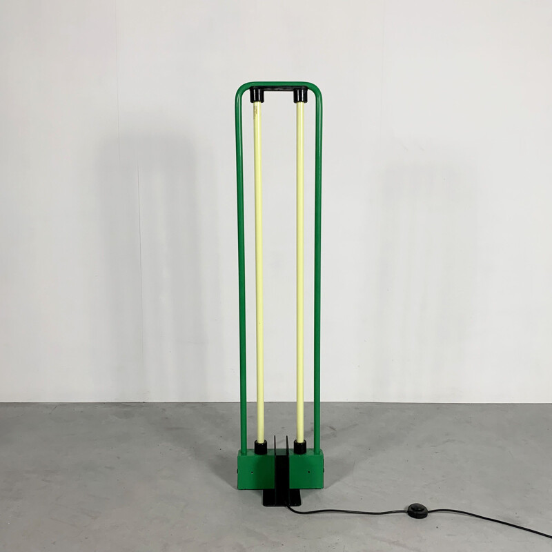 Vintage Floor Lamp Green Fluorescent by Gian N. Gigante for Zerbetto, 1980s