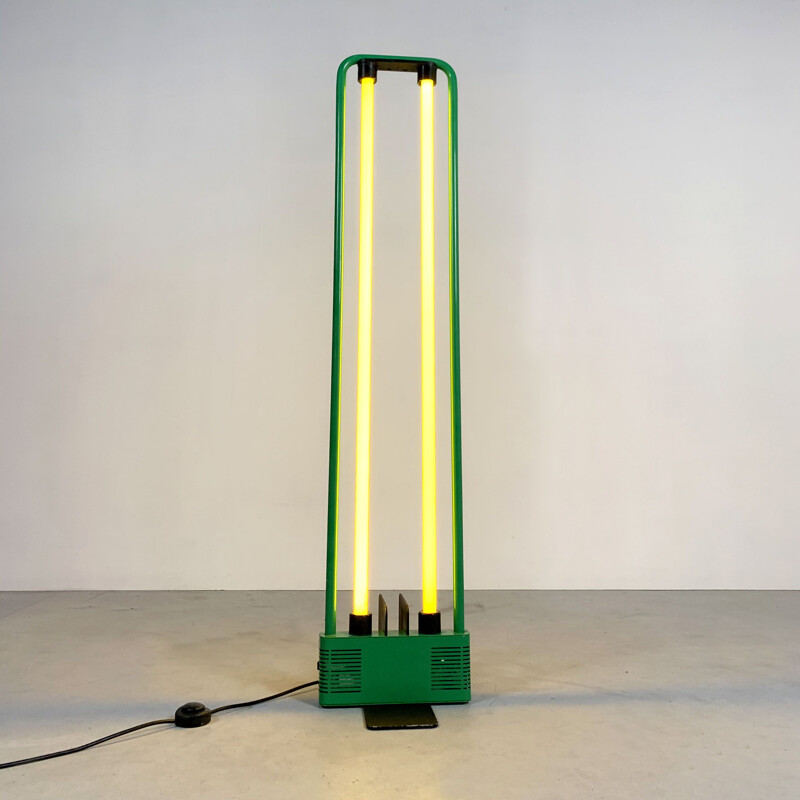 Vintage Floor Lamp Green Fluorescent by Gian N. Gigante for Zerbetto, 1980s