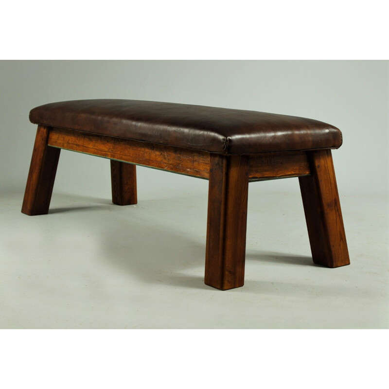 Vintage Leather Bench 1930s