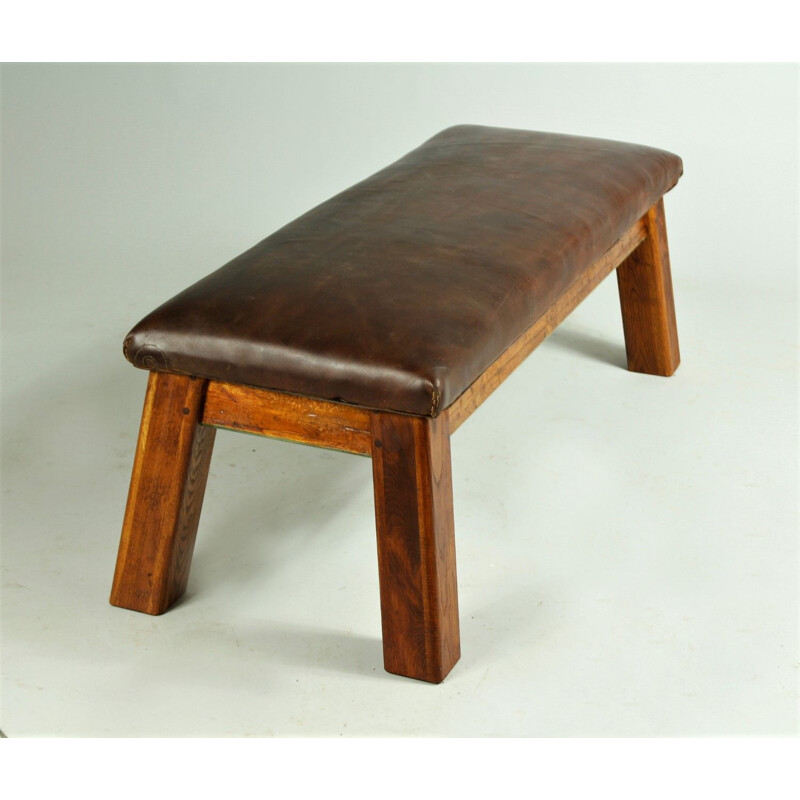 Vintage Leather Bench 1930s