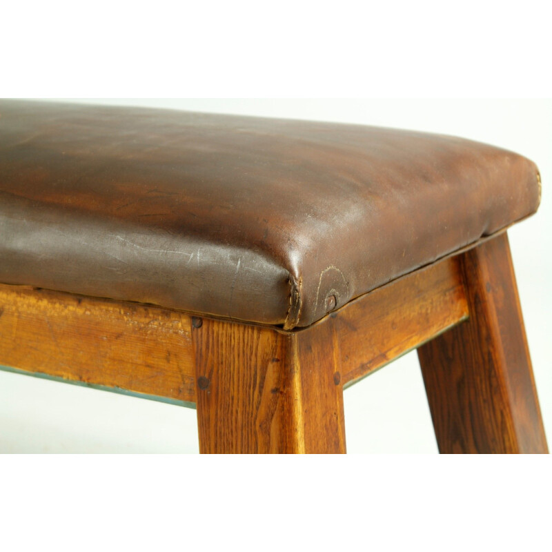 Vintage Leather Bench 1930s