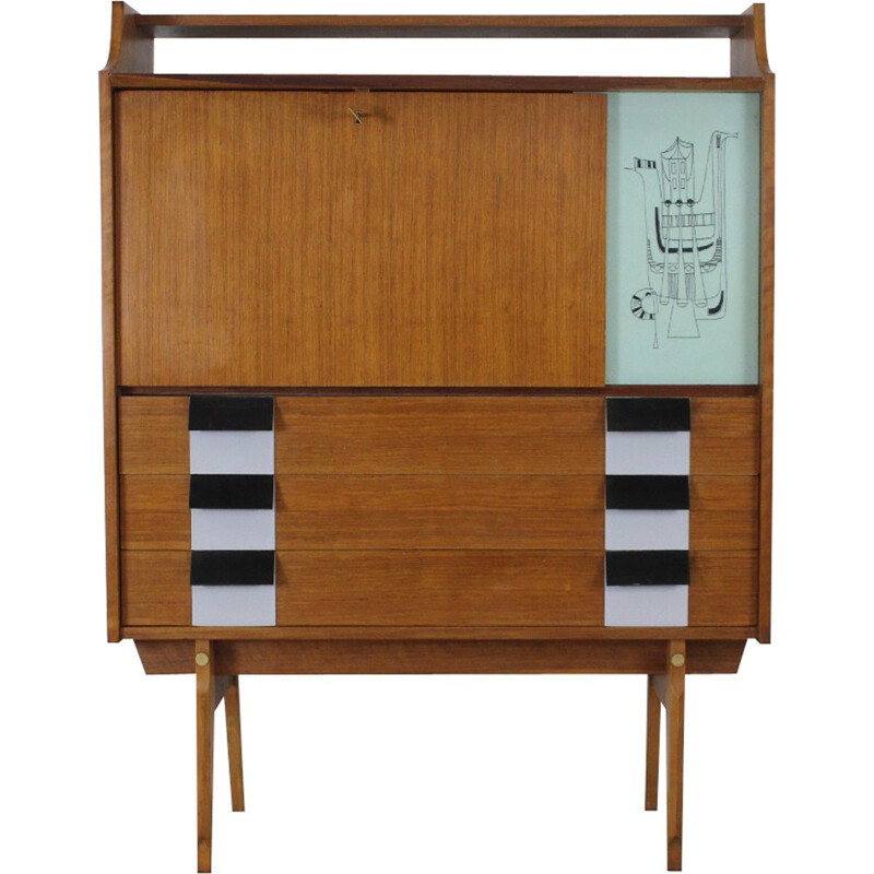 Mid-century cabinet in glass and walnut - 1950s