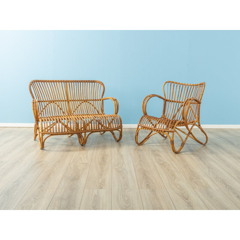 Vintage Bamboo Seating Group 1950s