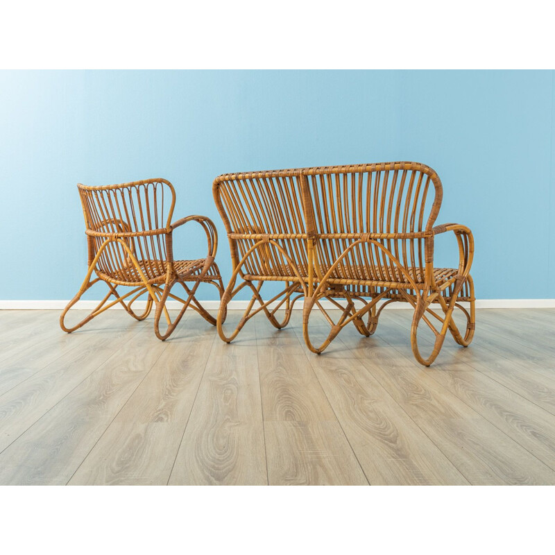 Vintage Bamboo Seating Group 1950s