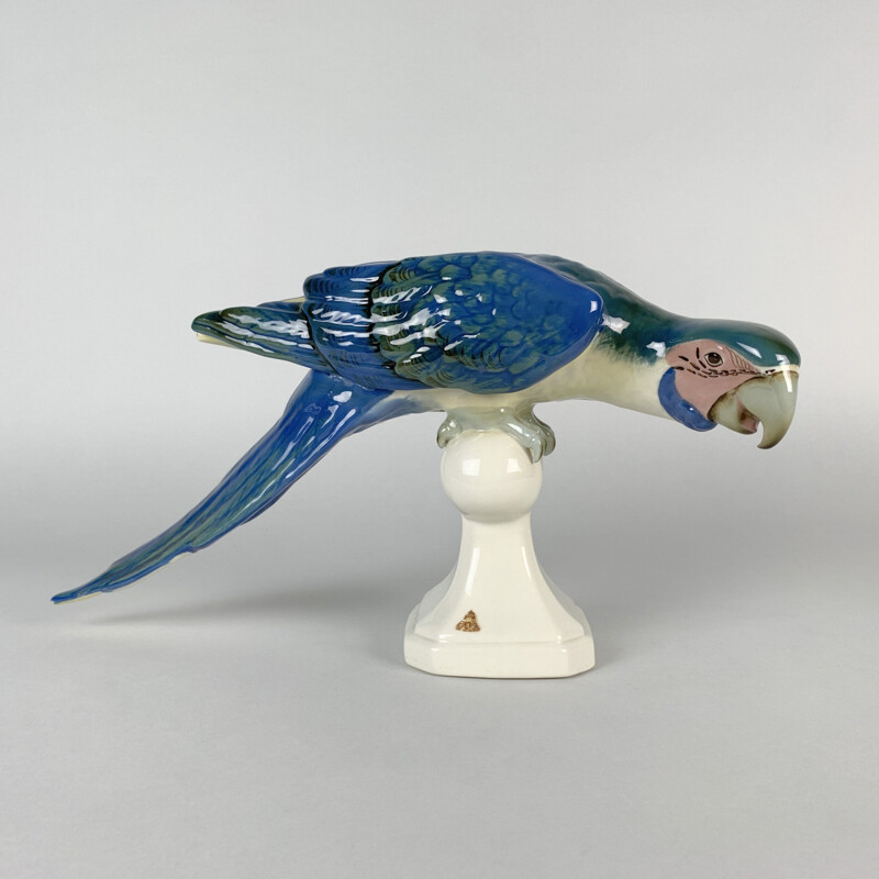 Vintage porcelain parrot Dux macaw royal, Czechoslovakia 1960