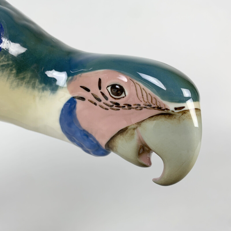 Vintage porcelain parrot Dux macaw royal, Czechoslovakia 1960