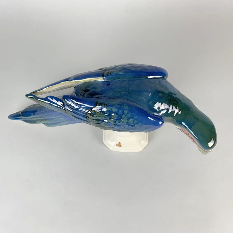 Vintage porcelain parrot Dux macaw royal, Czechoslovakia 1960