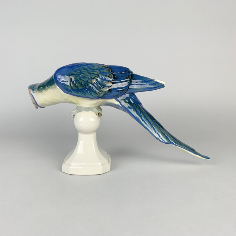 Vintage porcelain parrot Dux macaw royal, Czechoslovakia 1960