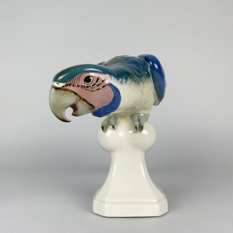 Vintage porcelain parrot Dux macaw royal, Czechoslovakia 1960