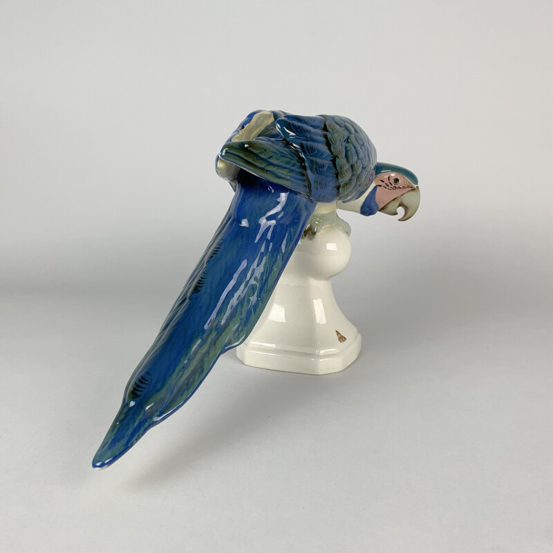 Vintage porcelain parrot Dux macaw royal, Czechoslovakia 1960