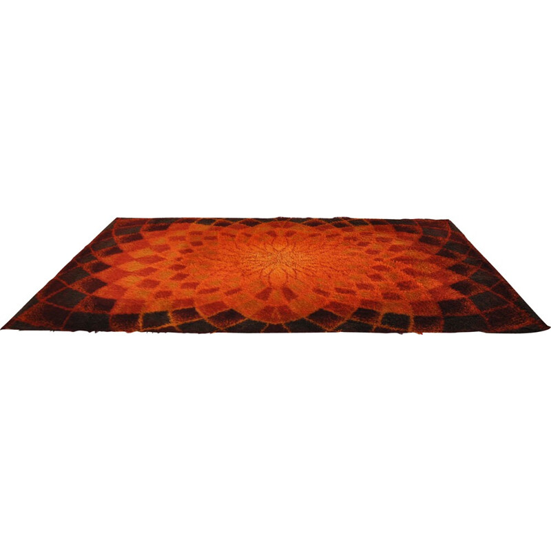 Large rectangular Desso rug in brown orange wool - 1970s