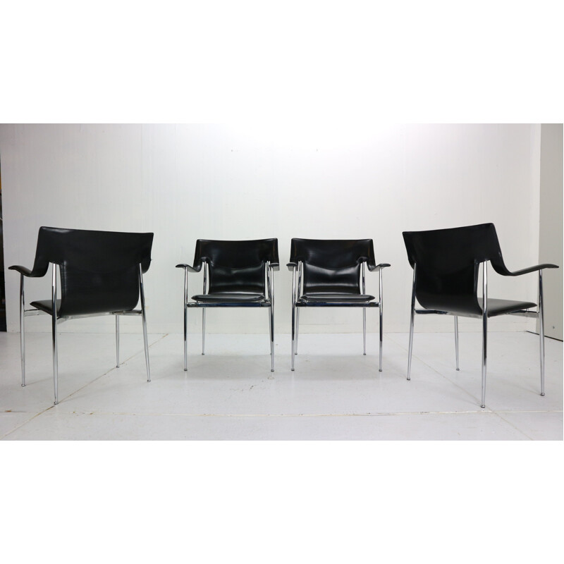 Set of 4 vintage Chairs for Fasem, Giancarlo Vegni & Gianfranco Gualtierotti Italy