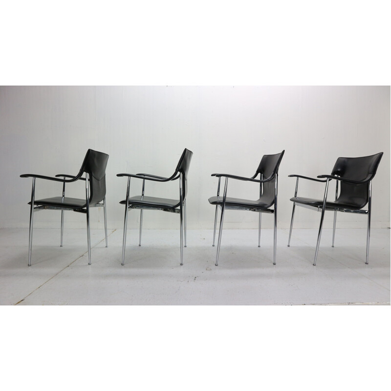 Set of 4 vintage Chairs for Fasem, Giancarlo Vegni & Gianfranco Gualtierotti Italy
