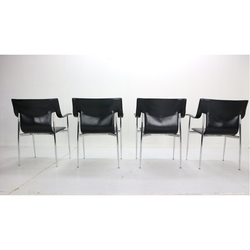 Set of 4 vintage Chairs for Fasem, Giancarlo Vegni & Gianfranco Gualtierotti Italy