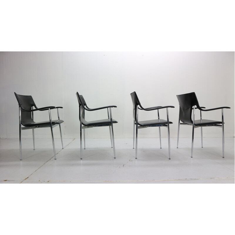 Set of 4 vintage Chairs for Fasem, Giancarlo Vegni & Gianfranco Gualtierotti Italy