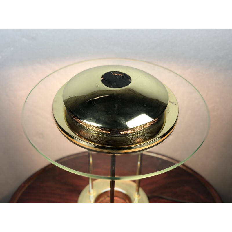 Vintage dimmable lamp in glass and Italian brass 1980