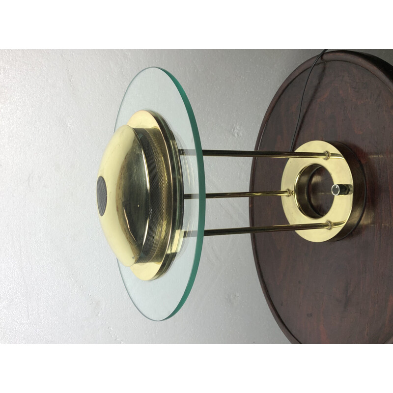 Lampe vintage à variateur d'intensité en verre et laiton italien 1980