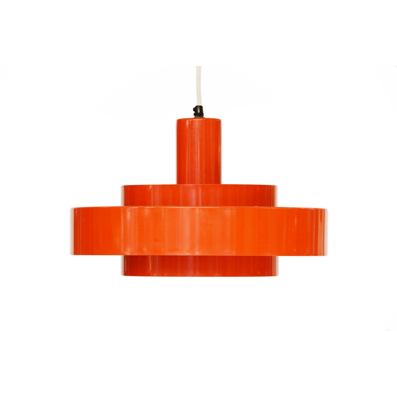 Vintage light pendant "Equator" in orange by Jo Hammerborg for Fog & Mørup, Denmark 1960