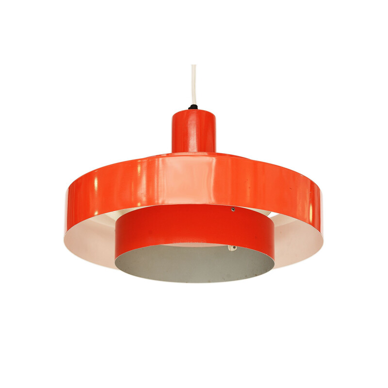 Suspension vintage light "Equator" en orange par Jo Hammerborg pour Fog & Mørup, Danemark 1960