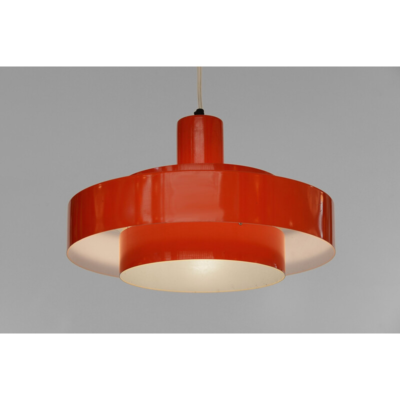 Vintage light pendant "Equator" in orange by Jo Hammerborg for Fog & Mørup, Denmark 1960