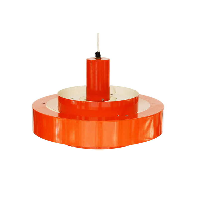 Vintage light pendant "Equator" in orange by Jo Hammerborg for Fog & Mørup, Denmark 1960