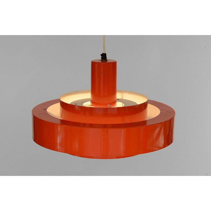 Vintage light pendant "Equator" in orange by Jo Hammerborg for Fog & Mørup, Denmark 1960