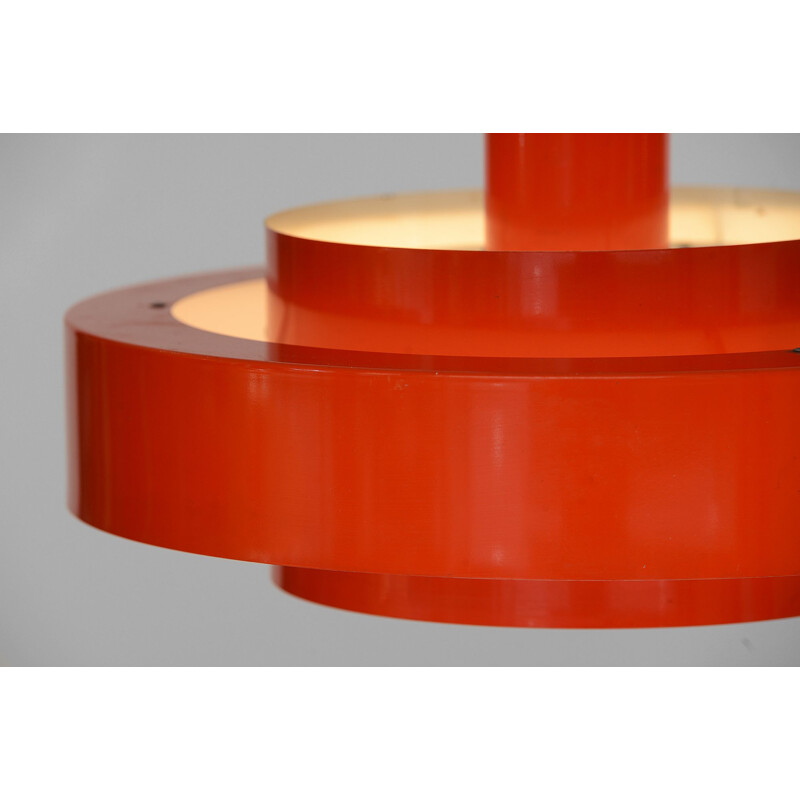 Vintage light pendant "Equator" in orange by Jo Hammerborg for Fog & Mørup, Denmark 1960