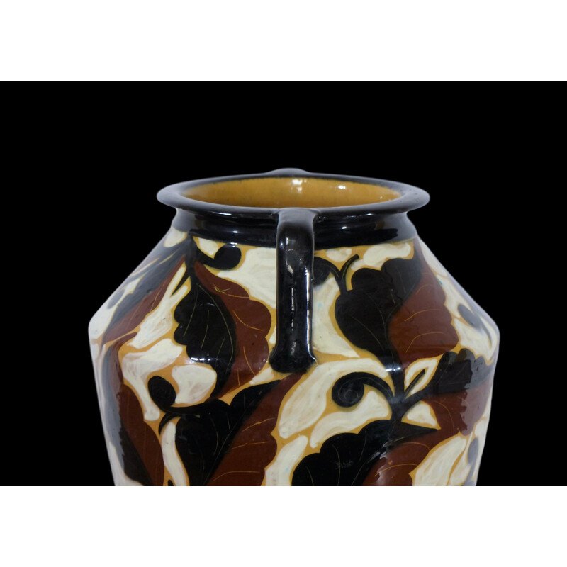 Vintage-Vase aus glasierter Art-Deco-Keramik