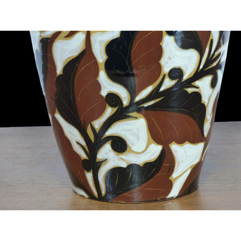Jarrón vintage de cerámica esmaltada Art Déco