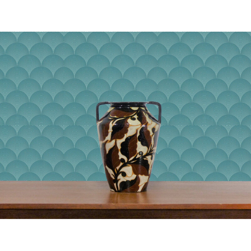Vintage glazed ceramic vase from Art Deco