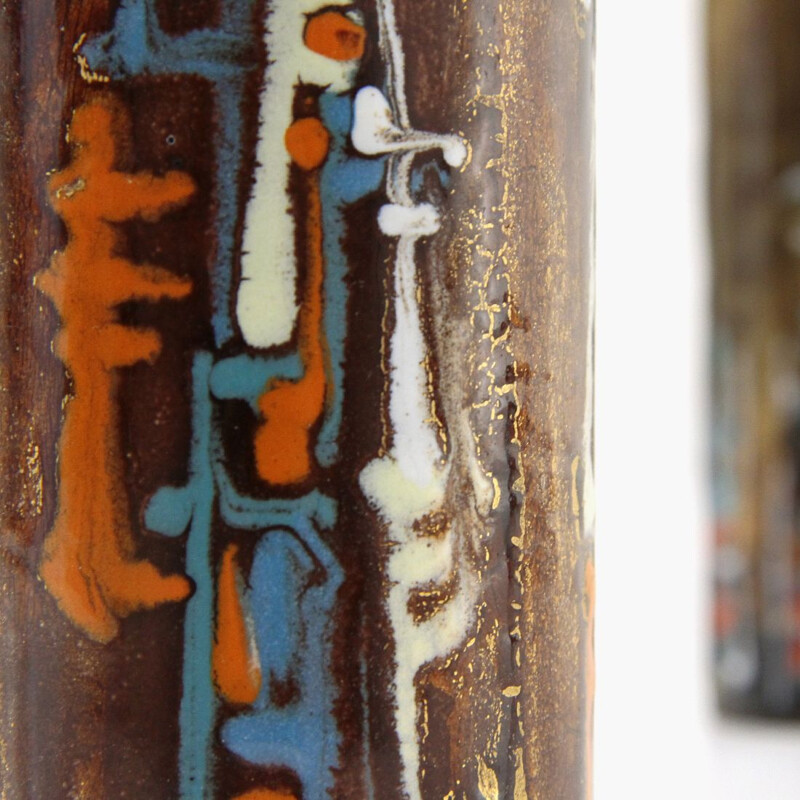 3 vintage enamelled metal vase 1950